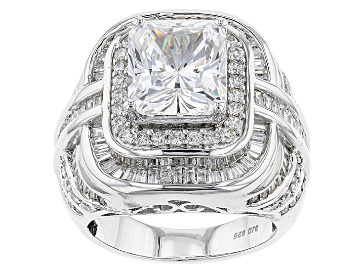 White Cubic Zirconia Rhodium Over Sterling Silver Ring 10.85