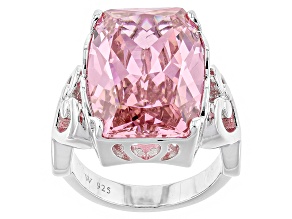 Pink Cubic Zirconia Rhodium Over Sterling Silver Ring 20.00ctw