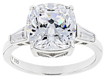 Picture of White Cubic Zirconia Scintillant Cut Rhodium Over Sterling Silver Ring 7.00ctw