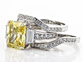 Yellow & White Cubic Zirconia Rhodium Over Silver Ring With Bands 10.54ctw