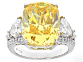 Yellow & White Cubic Zirconia Scintillant Cut® Rhodium Over Sterling Silver Ring 19.31ctw