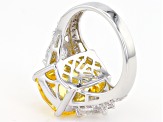 Yellow & White Cubic Zirconia Scintillant Cut® Rhodium Over Sterling Silver Ring 19.31ctw