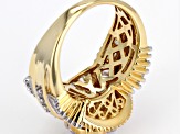 White Cubic Zirconia 18k Yellow Gold Over Sterling Silver Ring With Bands 8.84ctw