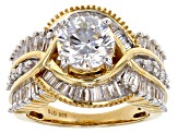 White Cubic Zirconia 18k Yellow Gold Over Sterling Silver Ring With Bands 8.84ctw