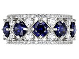 Blue And White Cubic Zirconia Silver Ring 6.11CTW