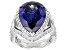 Blue and White Cubic Zirconia Rhodium Over Sterling Silver Ring 17.82ctw