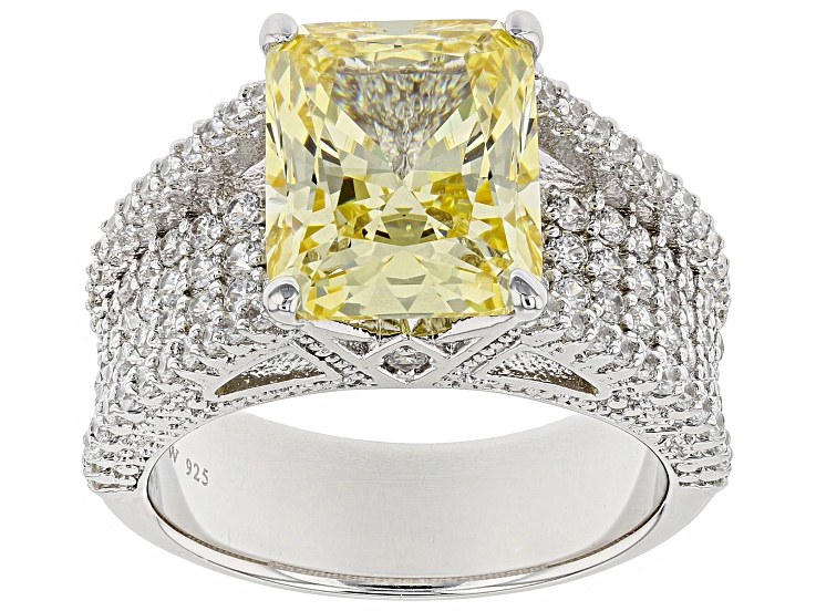 Yellow & White Cubic Zirconia Rhodium Over Sterling Silver