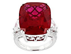 thumbnail image 2 of 925 Sterling Silver Ruby & White Sapphire Wishbone Ring – Handmade, 7 Stones, Great Britain 2 of 5
