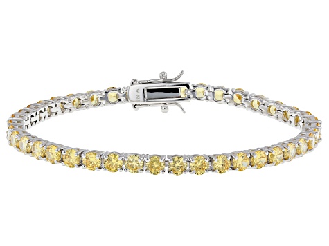 Yellow Cubic Zirconia Rhodium Over Sterling Silver Tennis Bracelet 16.38ctw