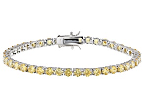 Yellow Cubic Zirconia Rhodium Over Sterling Silver Tennis Bracelet 16.38ctw