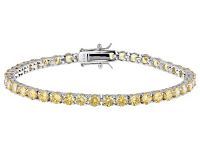 Yellow Cubic Zirconia Rhodium Over Sterling Silver Tennis Bracelet 16.38ctw