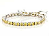 Yellow Cubic Zirconia Rhodium Over Sterling Silver Tennis Bracelet 16.38ctw