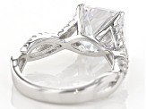 White Cubic Zirconia Scintillant Cut Rhodium Over Sterling Silver Center Design Ring 8.50ctw