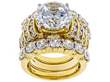 Picture of White Cubic Zirconia 18K Yellow Gold Over Sterling Silver Ring With Bands 19.68CTW