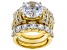 White Cubic Zirconia 18K Yellow Gold Over Sterling Silver Ring With Bands 19.68CTW