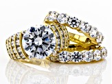 White Cubic Zirconia 18K Yellow Gold Over Sterling Silver Ring With Bands 19.68CTW