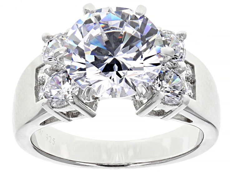 White Cubic Zirconia Rhodium Over Sterling Silver Ring 8.09ctw