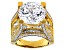 White Cubic Zirconia 18k Yellow Gold Over Sterling Silver Ring 22.65ctw