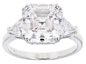 Picture of White Cubic Zirconia Rhodium Over Sterling Silver Asscher Cut Ring 8.54ctw