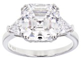 White Cubic Zirconia Rhodium Over Sterling Silver Asscher Cut Ring 8.54ctw