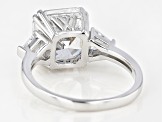 White Cubic Zirconia Rhodium Over Sterling Silver Asscher Cut Ring 8.54ctw