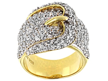 Picture of White Cubic Zirconia 18k Yellow Gold Over Sterling Silver Buckle Ring 3.53ctw