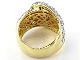 White Cubic Zirconia 18k Yellow Gold Over Sterling Silver Buckle Ring 3.53ctw