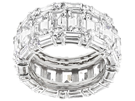 White Cubic Zirconia Rhodium Over Sterling Silver Ring With 2 Bands 18.81ctw