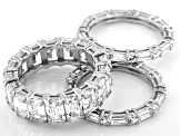 White Cubic Zirconia Rhodium Over Sterling Silver Ring With 2 Bands 18.81ctw
