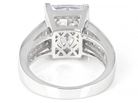 Scintillant Cut White Cubic Zirconia Rhodium Over Sterling Silver Ring 11.34ctw