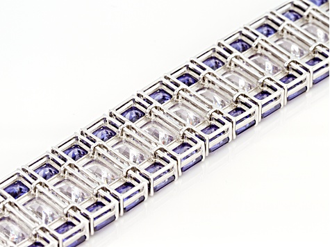 Blue And White Cubic Zirconia Rhodium Over Sterling Silver Bracelet 280.00ctw