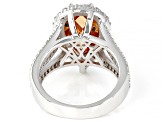 Champagne And White Cubic Zirconia Rhodium Over Sterling Silver Ring 10.55ctw