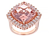 Pink And White Cubic Zirconia 18k Rose Gold Over Sterling Silver Ring 16.34ctw