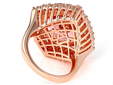 Pink And White Cubic Zirconia 18k Rose Gold Over Sterling Silver Ring 16.34ctw