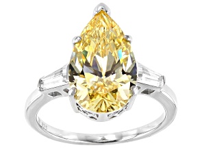 Yellow And White Cubic Zirconia Rhodium Over Sterling Silver Ring 8.95ctw