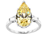 Yellow And White Cubic Zirconia Rhodium Over Sterling Silver Ring 8.42ctw
