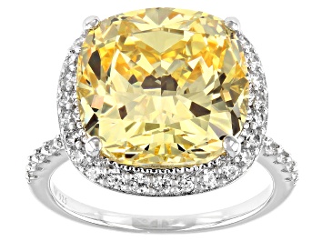 Picture of Scintillant Yellow And White Cubic Zirconia Rhodium Over Sterling Silver Ring 17.45ctw
