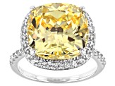 Scintillant Yellow And White Cubic Zirconia Rhodium Over Sterling Silver Ring 17.45ctw