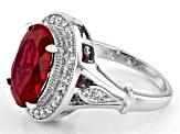Lab Created Ruby And White Cubic Zirconia Rhodium Over Sterling Silver Ring 6.84ctw