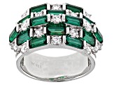 Green And White Cubic Zirconia Rhodium Over Sterling Silver Ring 4.20ctw