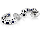 Lab Blue Sapphire And White Cubic Zirconia Rhodium Over Sterling Silver Earrings 4.92ctw