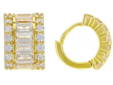 White Cubic Zirconia 18k Yellow Gold Over Sterling Silver Earrings 3.76ctw