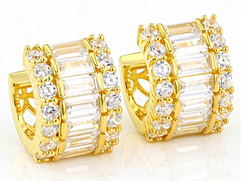 White Cubic Zirconia 18k Yellow Gold Over Sterling Silver Earrings 3.76ctw