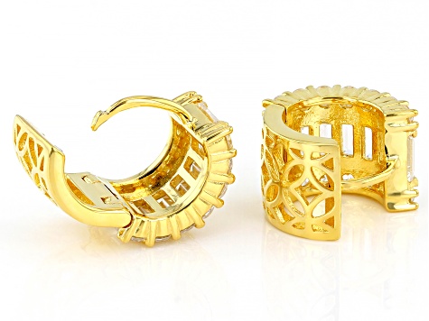 White Cubic Zirconia 18k Yellow Gold Over Sterling Silver Earrings 3.76ctw