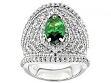 Green And White Cubic Zirconia Rhodium Over Sterling Silver Ring 9.56ctw