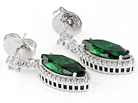 Green And White Cubic Zirconia Rhodium Over Sterling Silver Earrings 16.18ctw