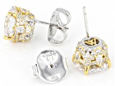 White Cubic Zirconia Rhodium Over Sterling Silver Scintillant Cut Two-Tone Earrings. 14.94ctw