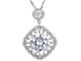 White Cubic Zirconia Rhodium Over Sterling Silver Pendant With Chain 10.56ctw