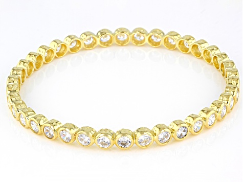 White Cubic Zirconia 18k Yellow Gold Over Sterling Silver Bangle 15.20ctw