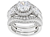 White Cubic Zirconia Rhodium Over Sterling Silver Ring Set of 3 6.80ctw (4.53ctw DEW)